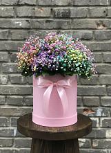 Цветочная композиция из Гипсофила и Розы в шляпной коробке #REPLACE_PRED# Летний отдых