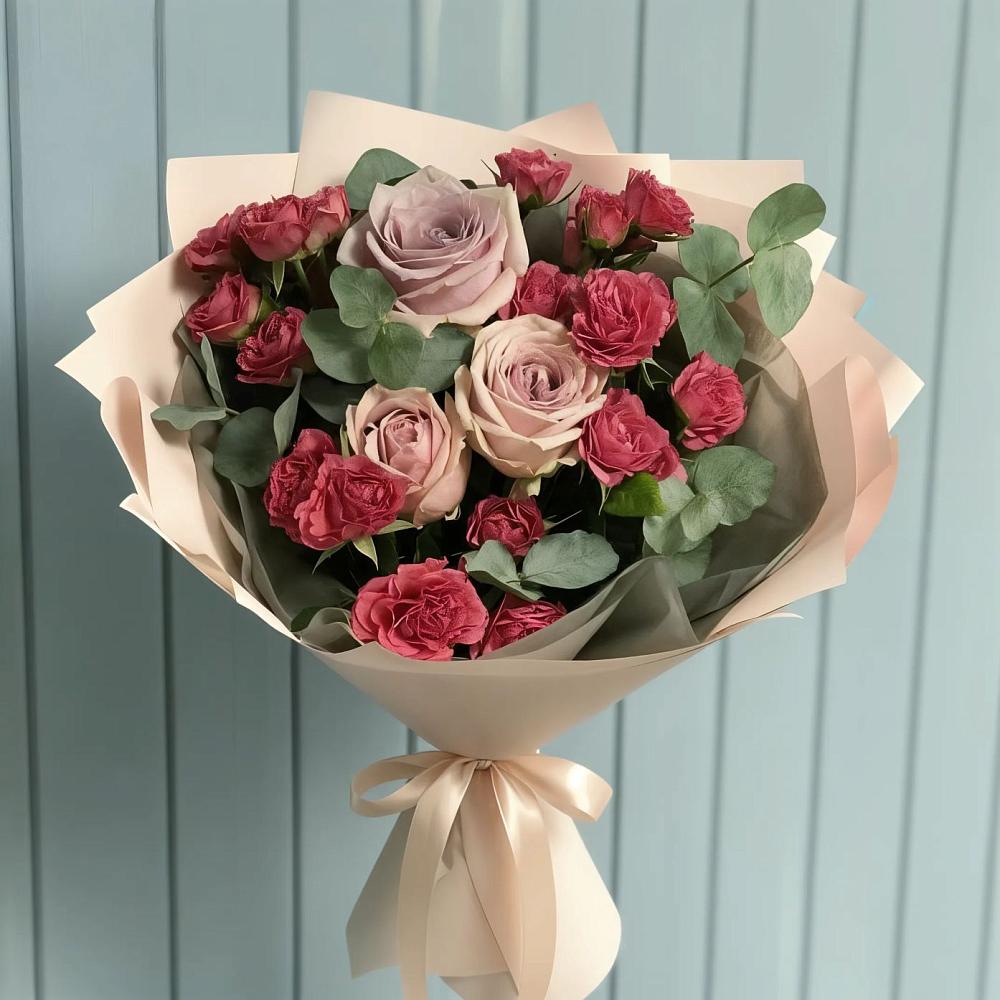 Букет цветов из: Гвоздики и Розы в Летний отдых