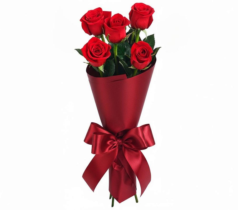 Букет 5 Красных роз Эдлесс Лав в Летний отдых