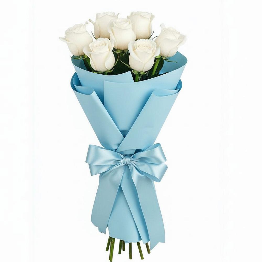 Букет 7 белых роз Проуд в Летний отдых