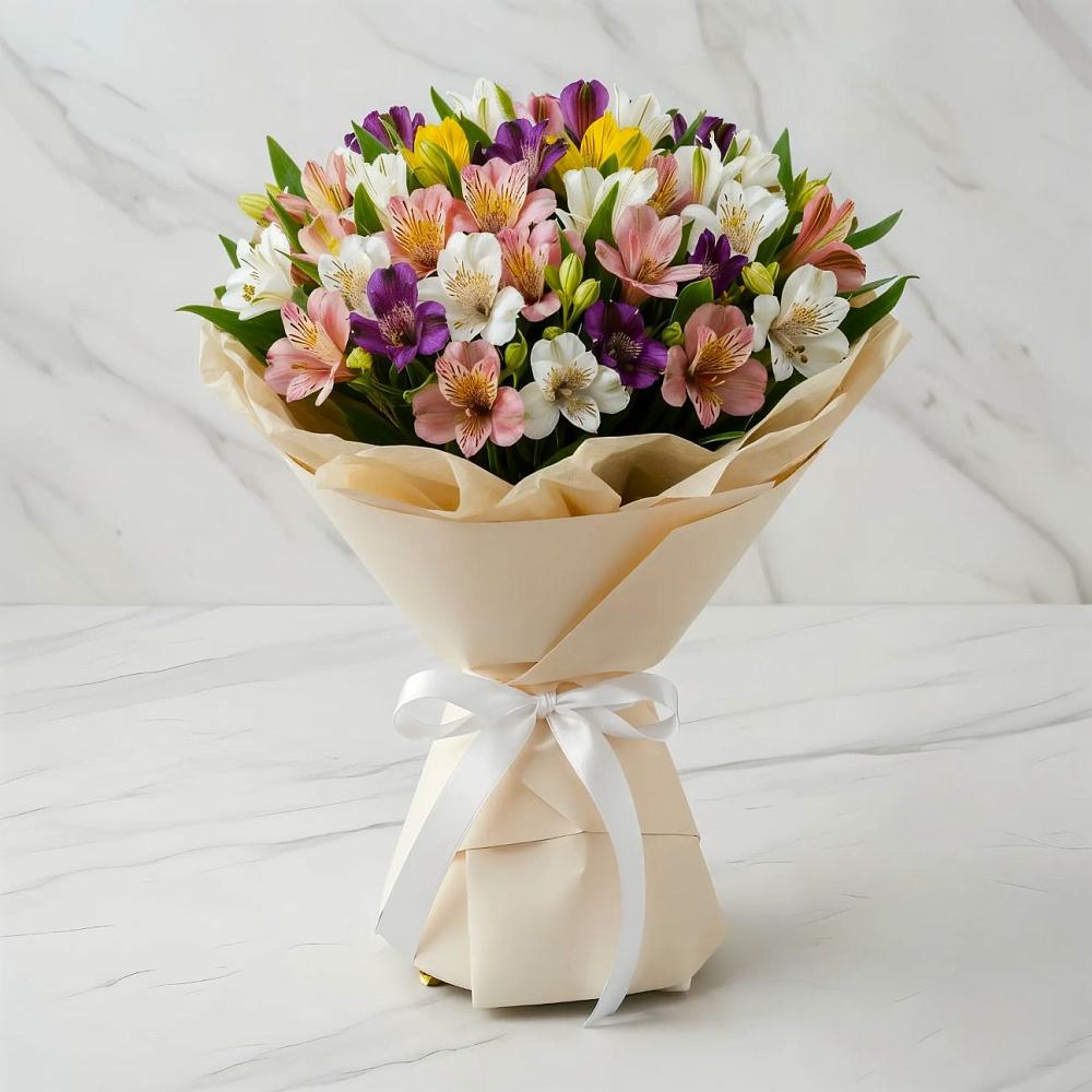 Букет цветов из: Альстромерии в Летний отдых