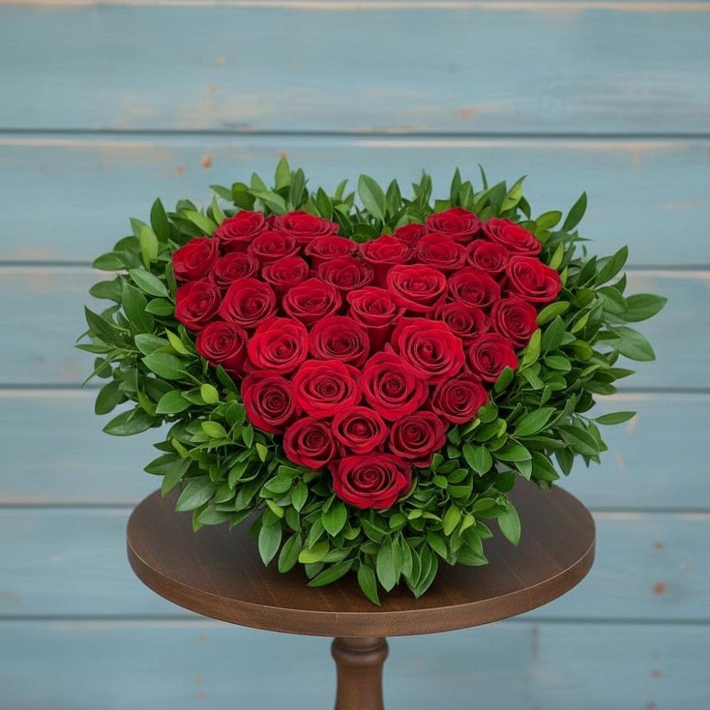 Цветочная композиция из Розы в виде сердца в Летний отдых