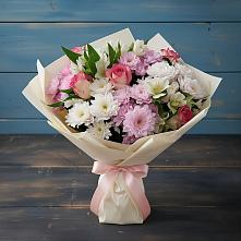 Букет цветов из:  Хризантемы, Альстромерии и Розы #REPLACE_PRED# Летний отдых