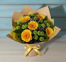 Букет цветов из:  Герберы и Хризантемы в Летний отдых