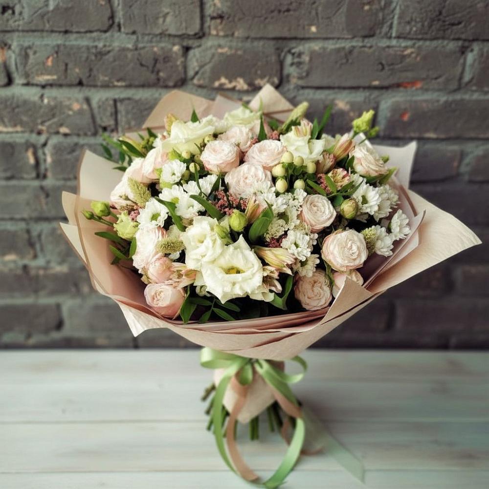 Букет цветов из: Альстромерии, Розы и Хризантемы в Летний отдых