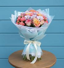 Букет цветов из:  Хризантемы и Розы в Летний отдых